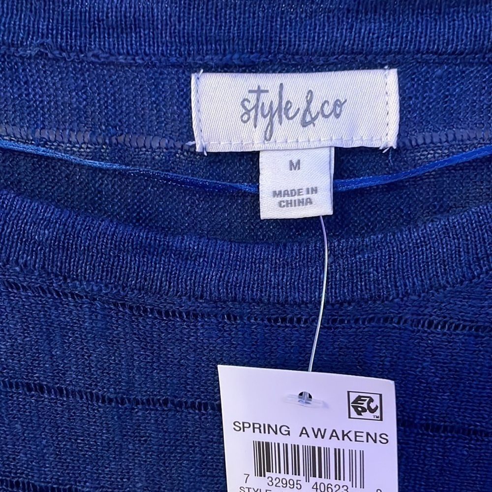 𝅺STYLE & Co Women’s Blue Blouse Size Medium - Picture 7 of 7